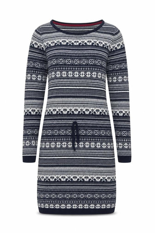H&M Women’s Blue Fair Isle Knit Jumper Dress Size 12 Long Sleeve Winter