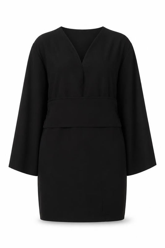 Boohoo Women’s Black Size 20 Bodycon Long Sleeve V-Neck Stretch Dress