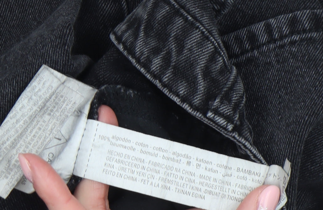 ZARA Women Black Mom Jeans M High Waist Relaxed Fit Denim