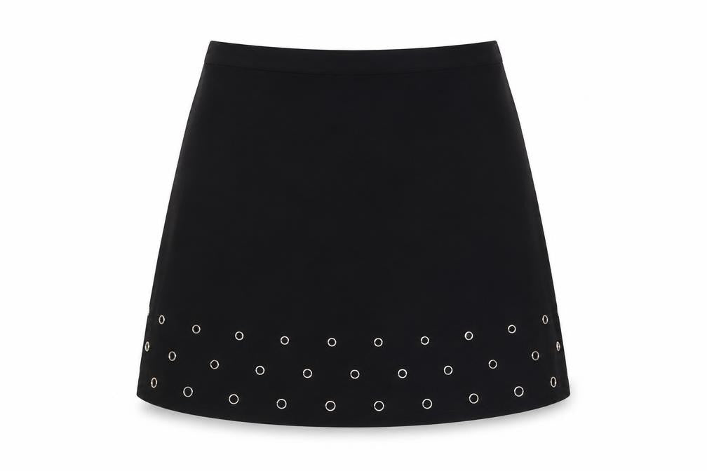 Warehouse Women's Black A-Line Studded Skirt Size 16