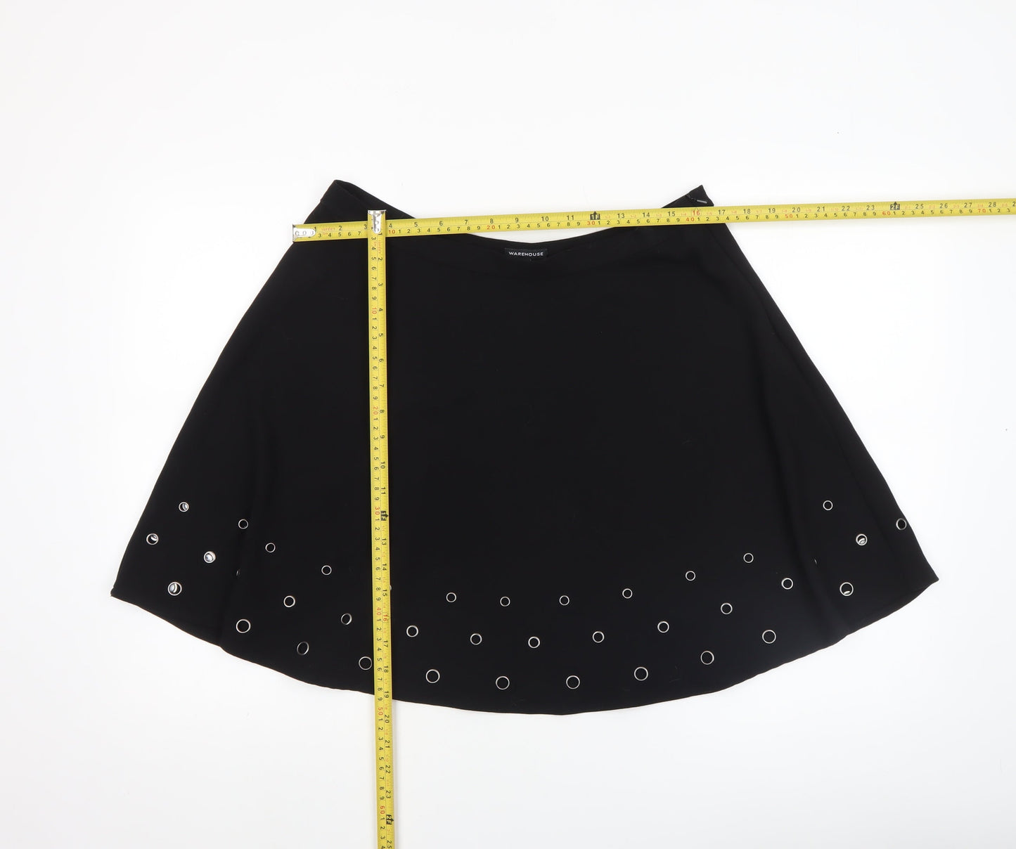 Warehouse Women's Black A-Line Studded Skirt Size 16