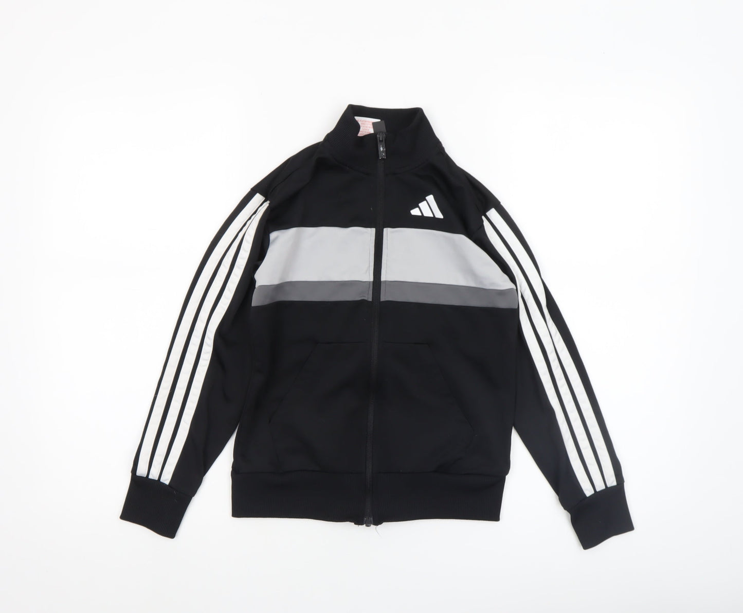 Adidas Boys Black Track Jacket 10-11 Years Full Zip Colourblock Activewear