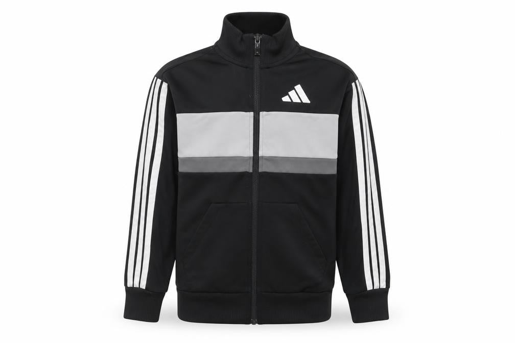 Adidas Boys Black Track Jacket 10-11 Years Full Zip Colourblock Activewear