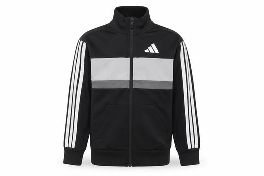 Adidas Boys Black Track Jacket 10-11 Years Full Zip Colourblock Activewear