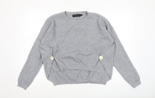 Angeleye London Womens Grey Size 14 Ribbed Knit Button Jumper