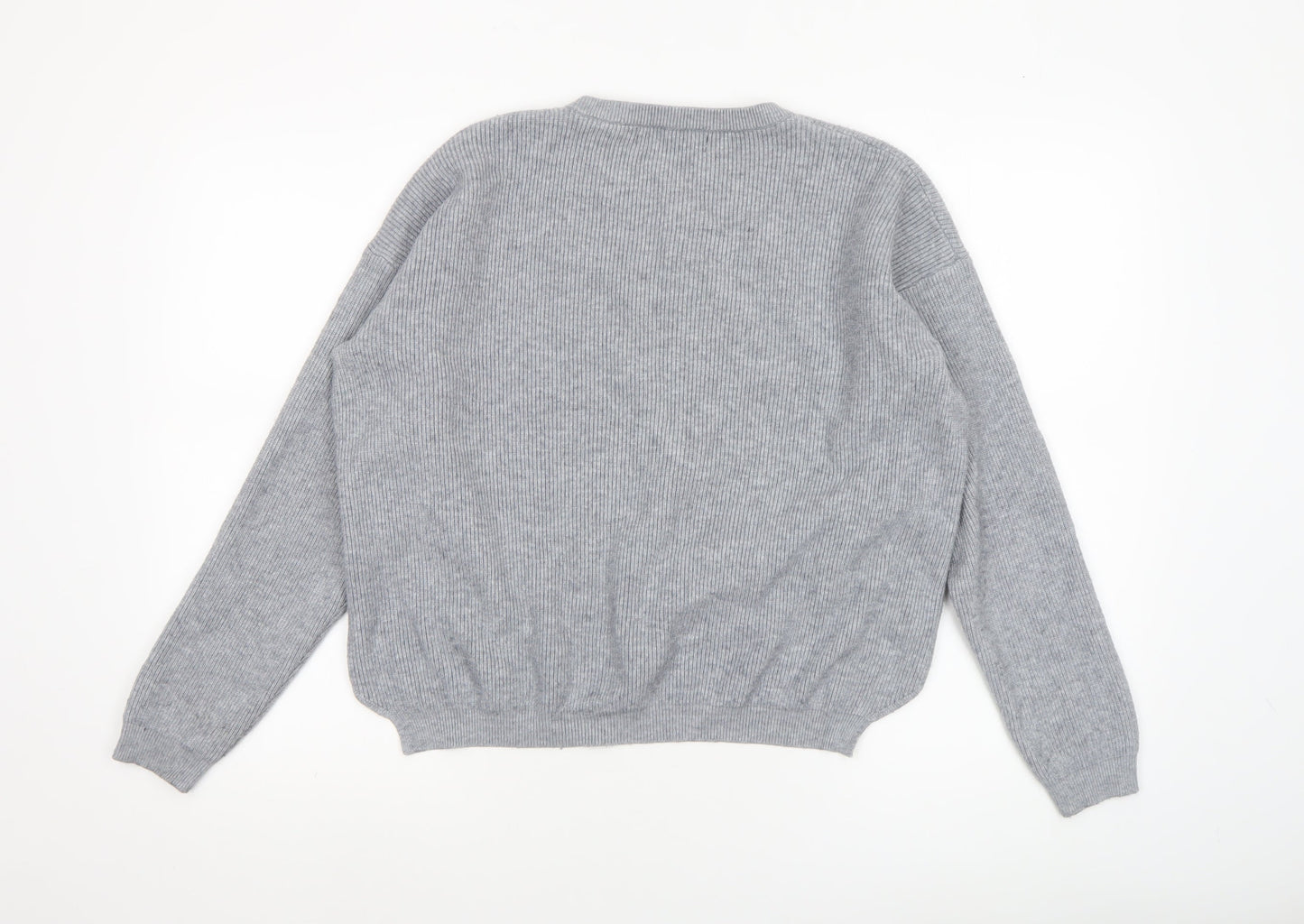 Angeleye London Womens Grey Size 14 Ribbed Knit Button Jumper