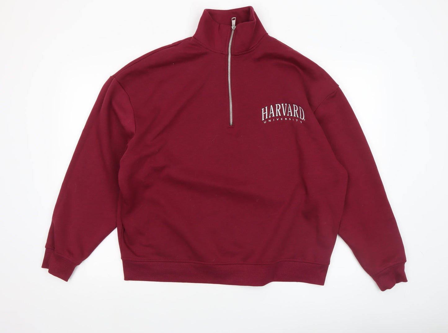 Harvard Women's Burgundy 1/4 Zip Sweatshirt Small Cotton Blend Casual