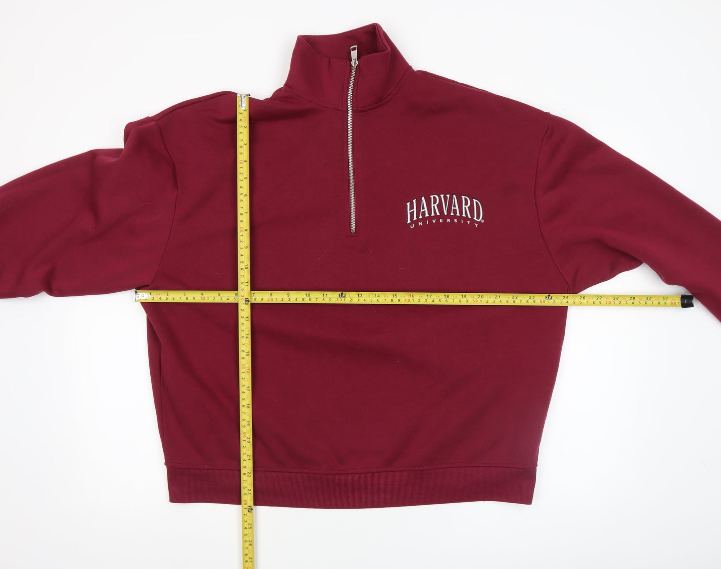 Harvard Women's Burgundy 1/4 Zip Sweatshirt Small Cotton Blend Casual