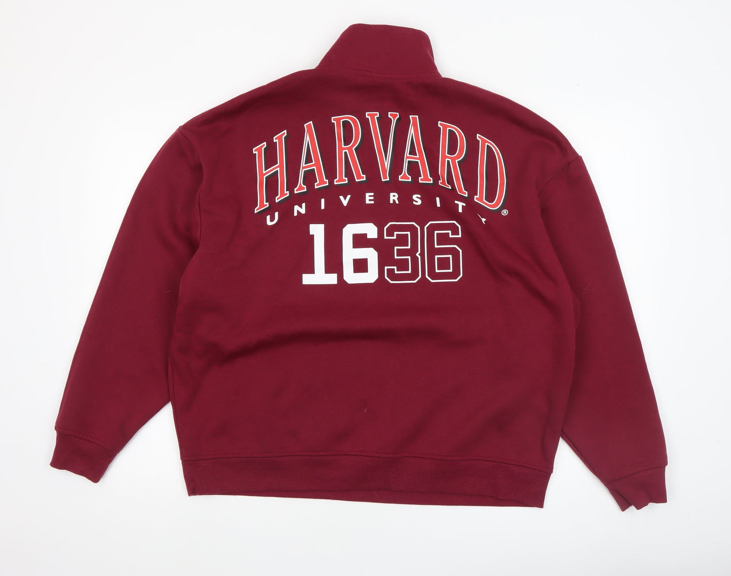 Harvard Women's Burgundy 1/4 Zip Sweatshirt Small Cotton Blend Casual