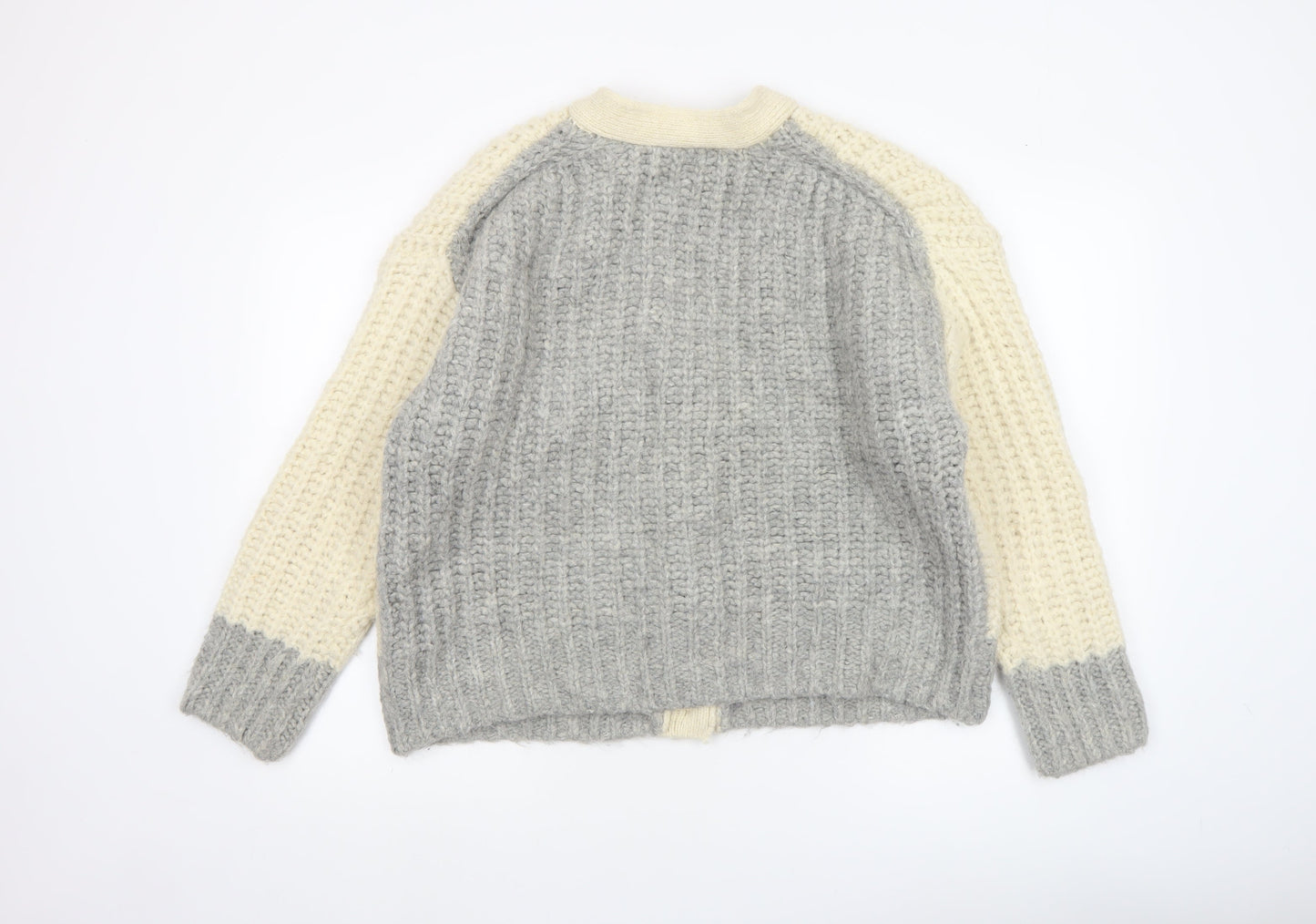 Zara Women’s Cream Grey Chunky Knit Cardigan Size S