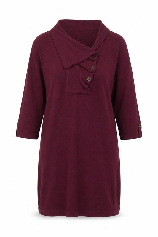 Wallis Women Red Knit Cowl Neck Jumper Dress M 3/4 Sleeve Classic
