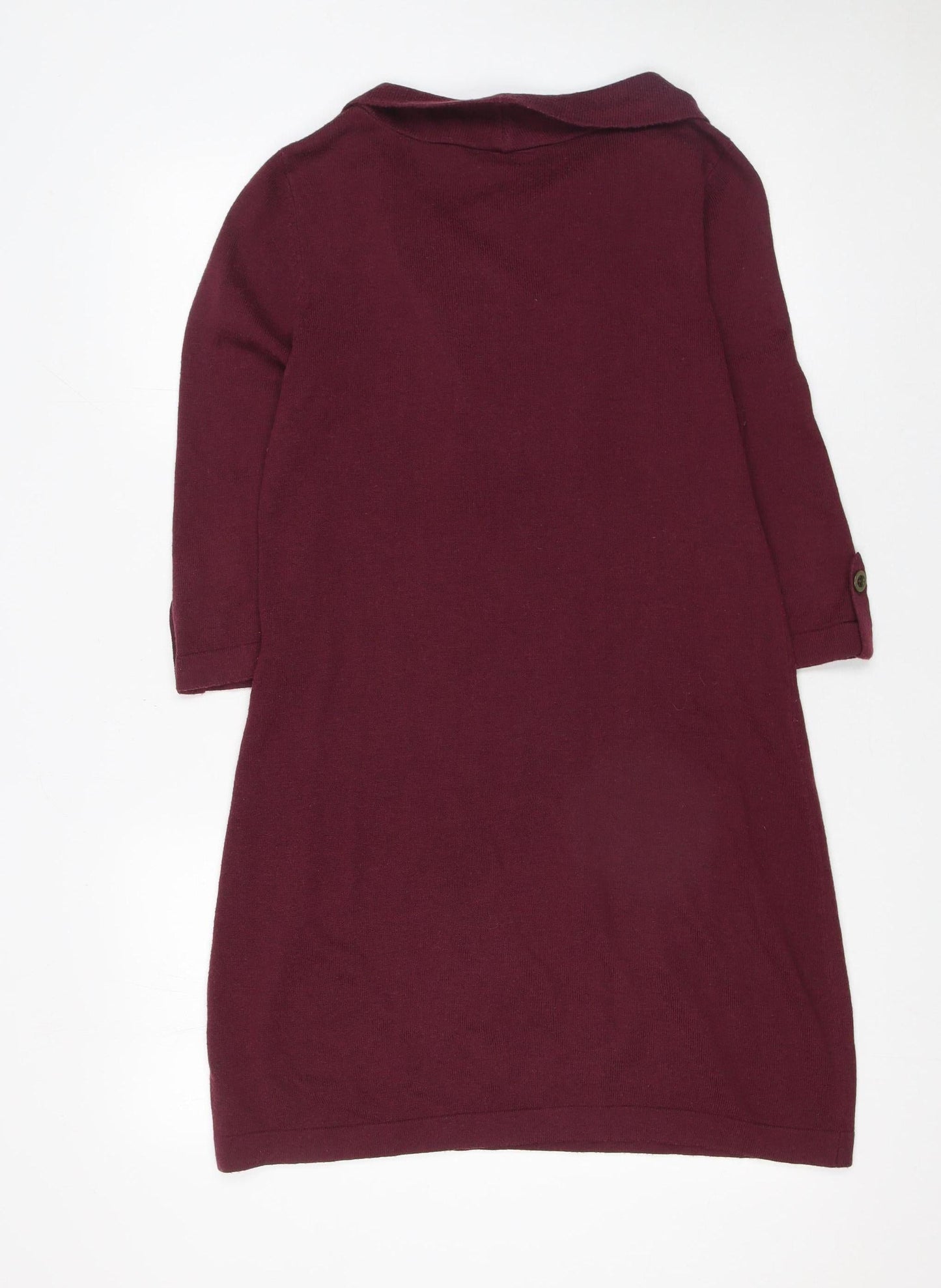 Wallis Women Red Knit Cowl Neck Jumper Dress M 3/4 Sleeve Classic