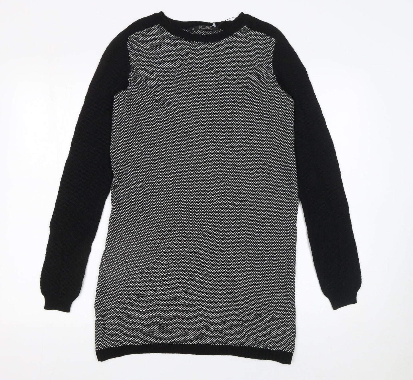 Zara Knit Women's Black S Jumper Dress Long Sleeve Cotton