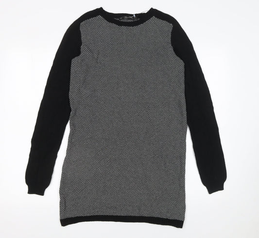 Zara Knit Women's Black S Jumper Dress Long Sleeve Cotton