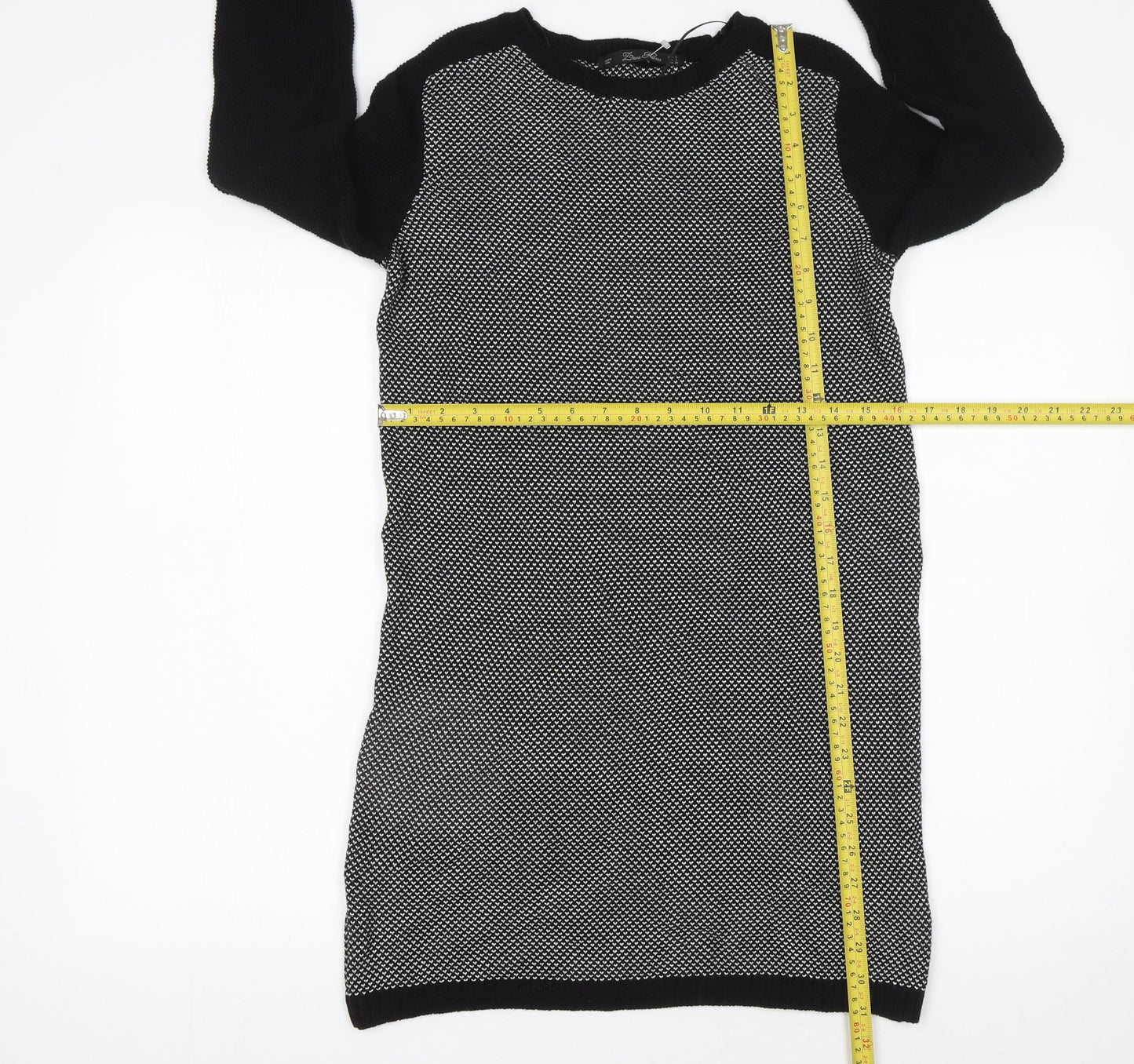 Zara Knit Women's Black S Jumper Dress Long Sleeve Cotton