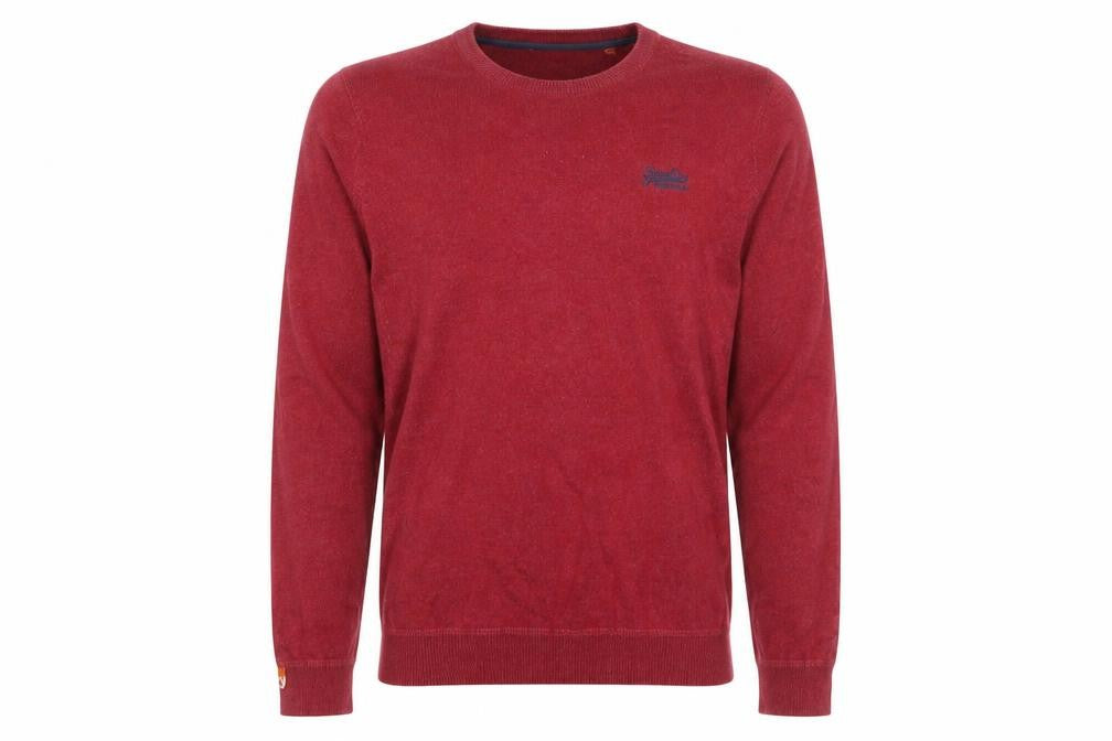Superdry Men's Red Cotton Crew Neck Pullover Jumper Size S