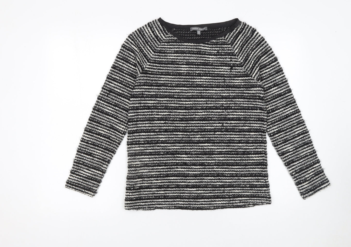 Laura Ashley Women’s Black Striped Long Sleeve Knit Jumper Size 10