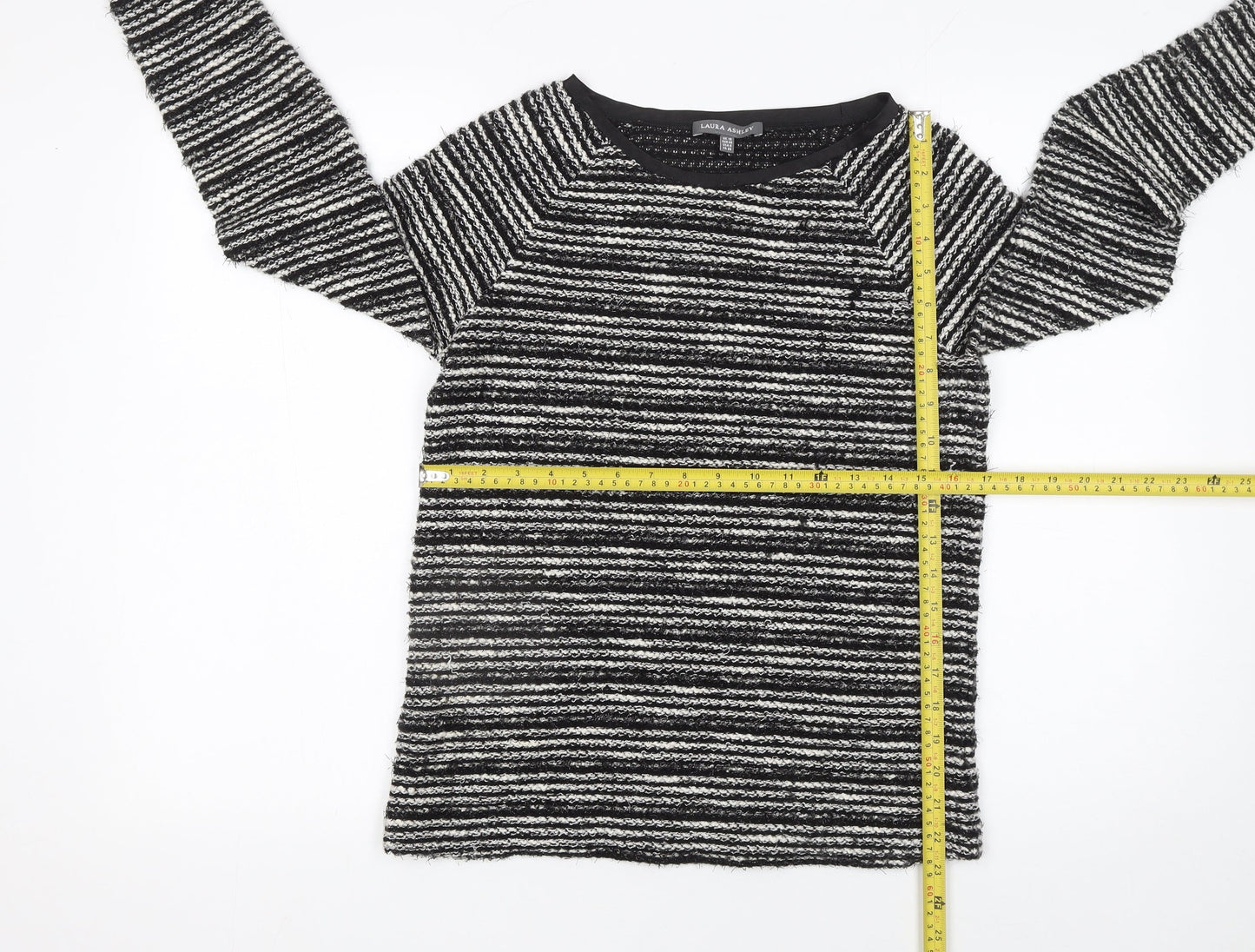 Laura Ashley Women’s Black Striped Long Sleeve Knit Jumper Size 10