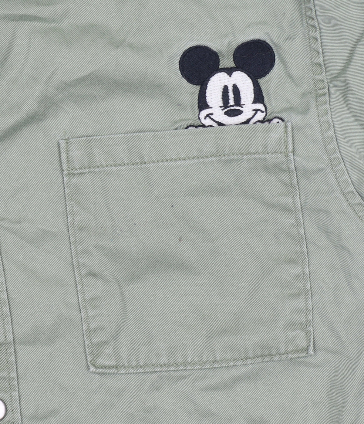 Zara Boys Green Disney Mickey Mouse Button-Up Long Sleeve Shirt Age 8