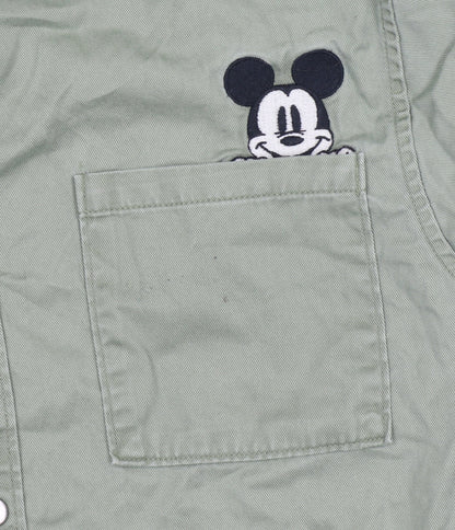 Zara Boys Green Disney Mickey Mouse Button-Up Long Sleeve Shirt Age 8