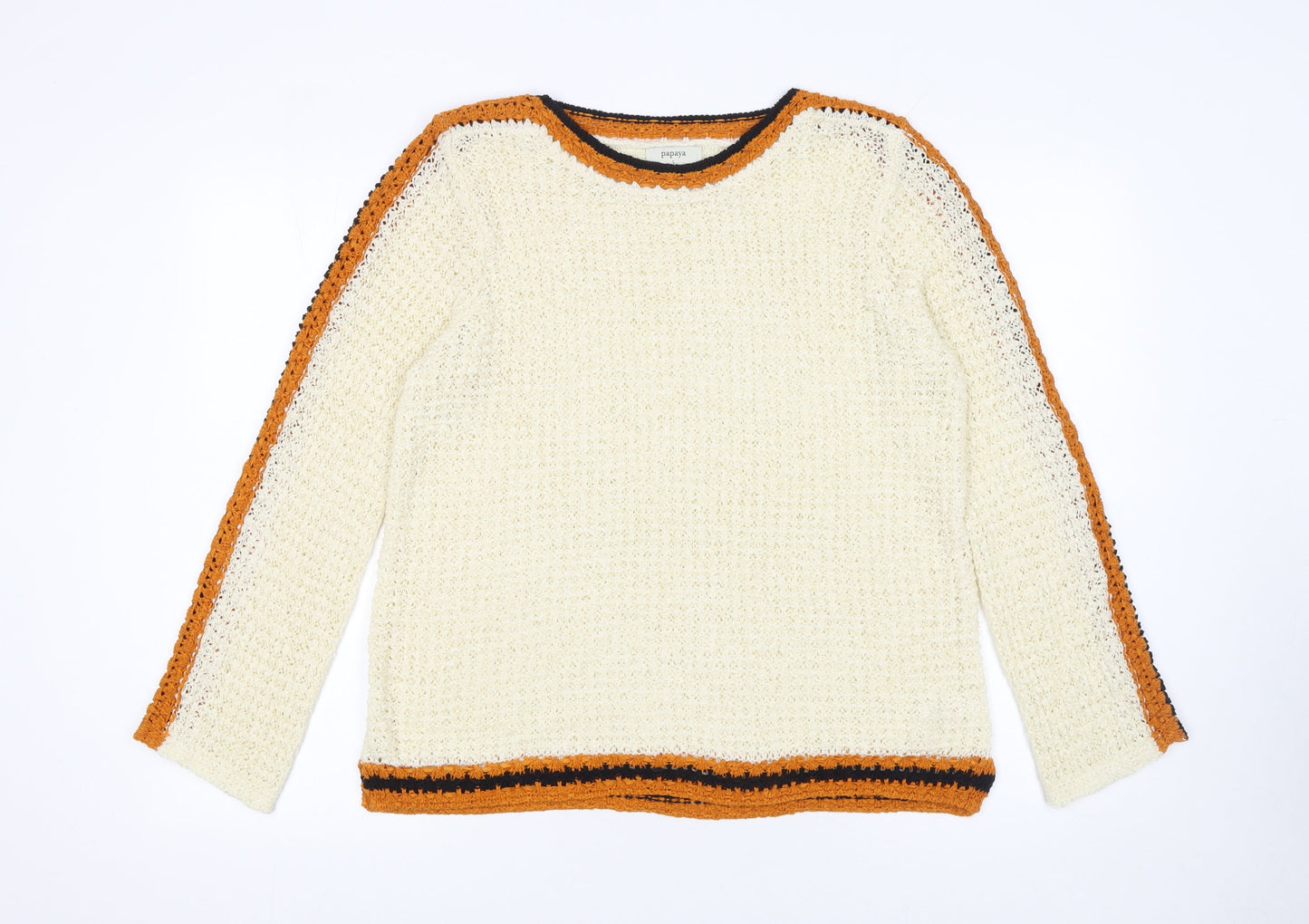Papaya Women’s Ivory Open Knit Pullover Jumper Size L