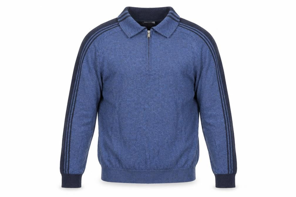 Reiss Men's Blue Long Sleeve 1/4 Zip Knit Polo Shirt Size S