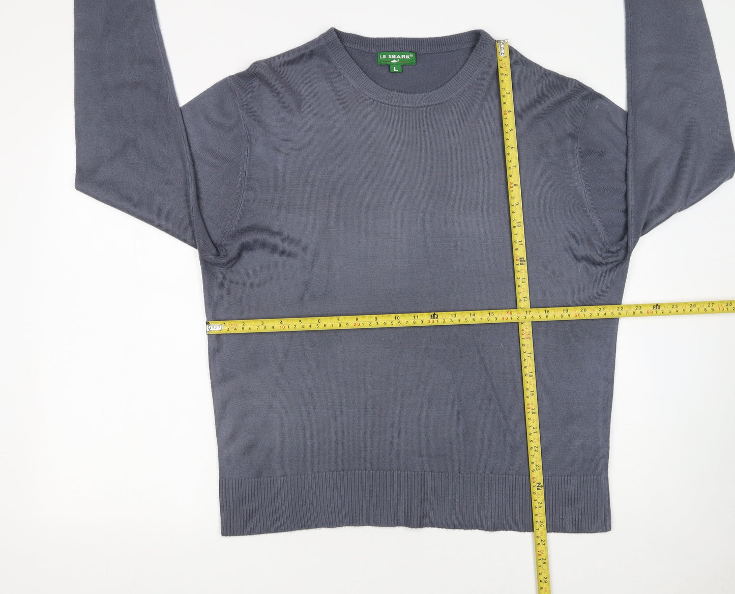 Le Shark Men's Grey L Pullover Crew Neck Acrylic Jumper