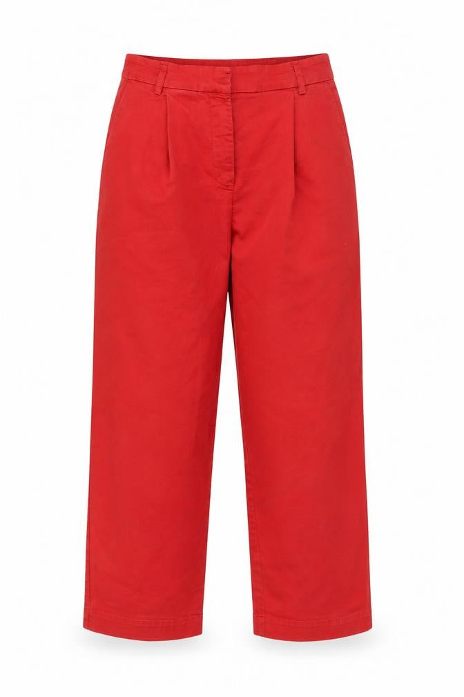 You Must Create London Red Cotton Blend Cropped Trousers Women’s S