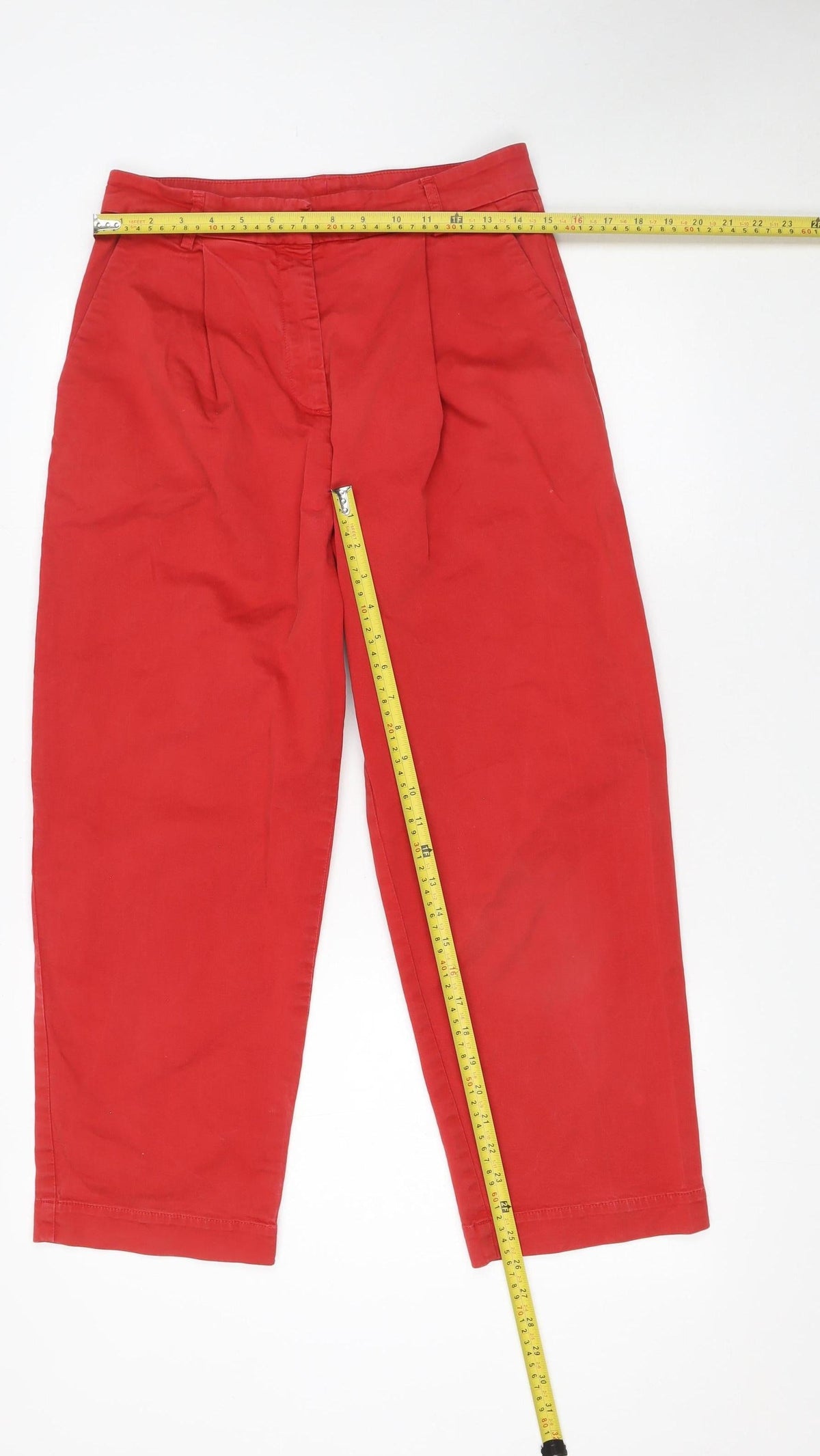 You Must Create London Red Cotton Blend Cropped Trousers Women’s S