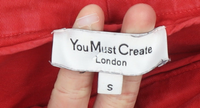 You Must Create London Red Cotton Blend Cropped Trousers Women’s S