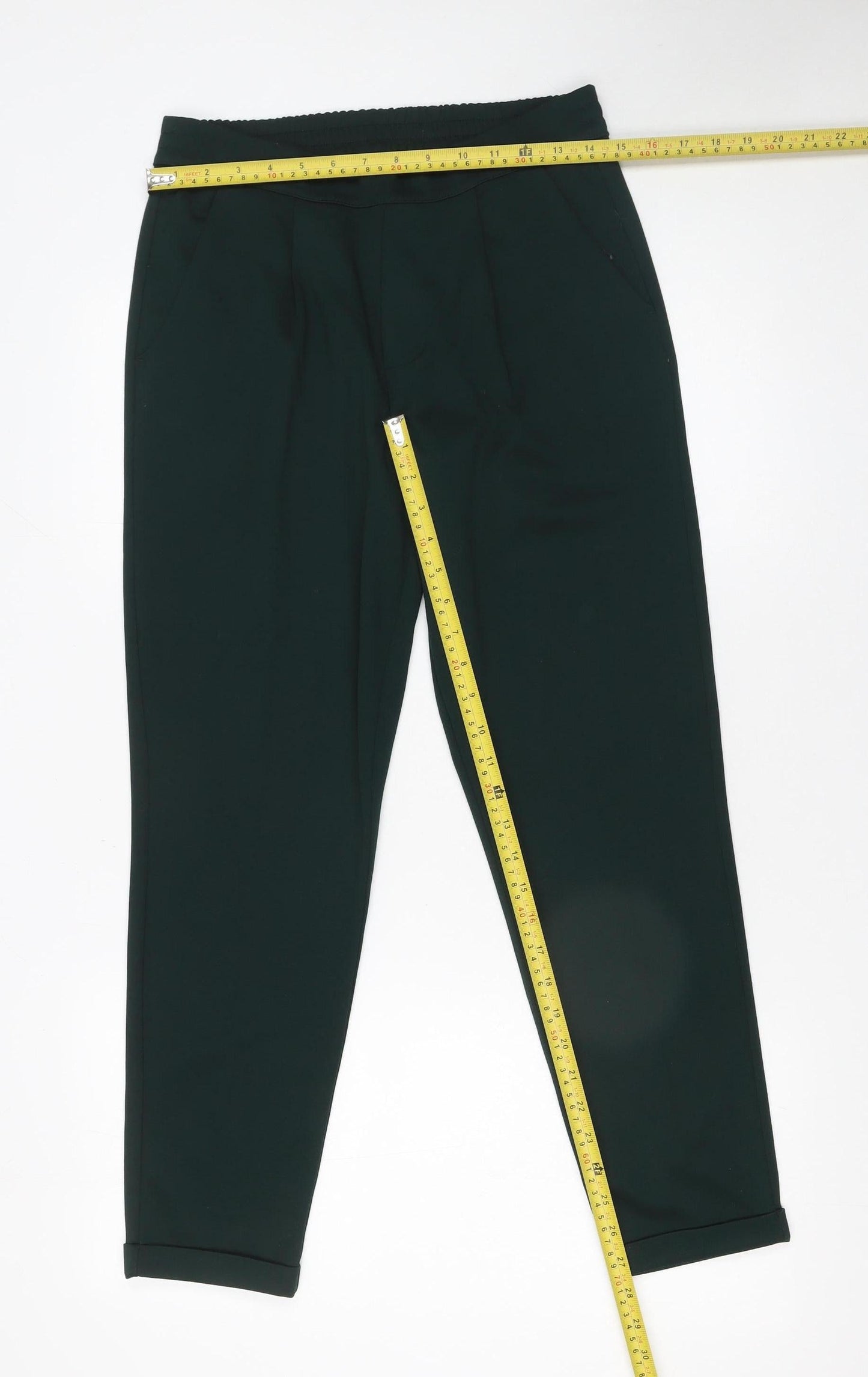 Jacqueline de Yong Women’s Green Tapered Elastic Waist Trousers Size S