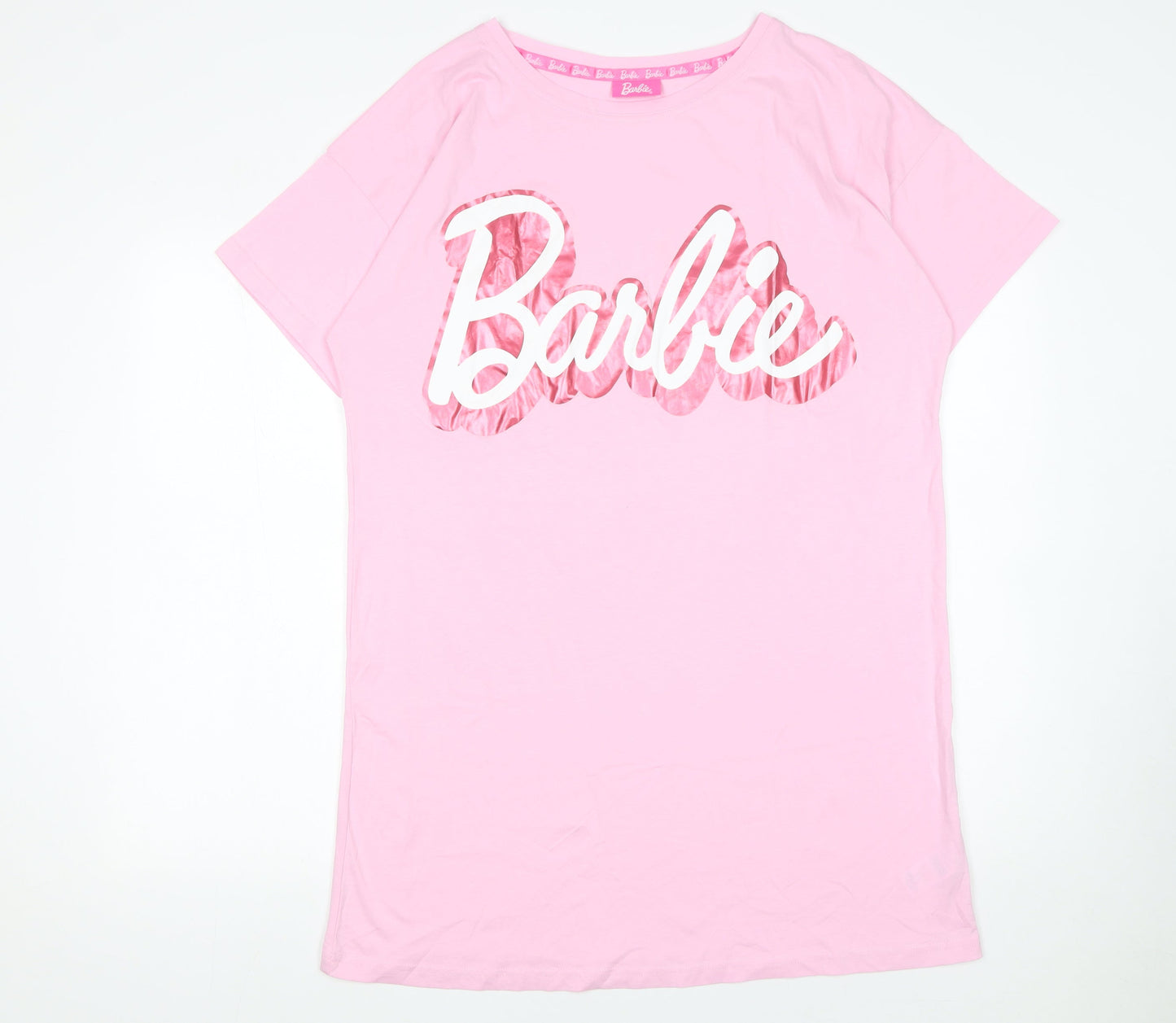 Barbie Womens Pink Cotton Short Sleeve Nightshirt UK 12-14