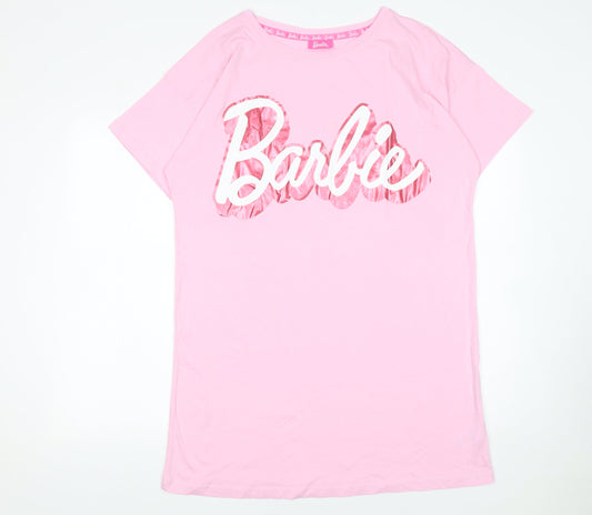 Barbie Womens Pink Cotton Short Sleeve Nightshirt UK 12-14