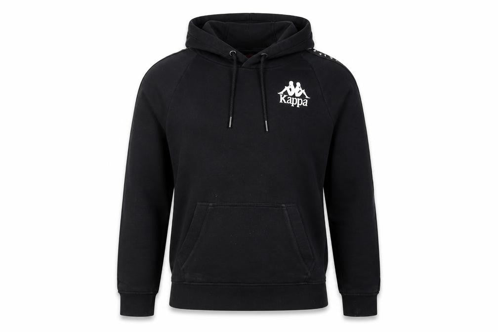 Kappa Men's Black Small Pullover Hoodie with Logo – Sportswear Casual Sweatshirt
