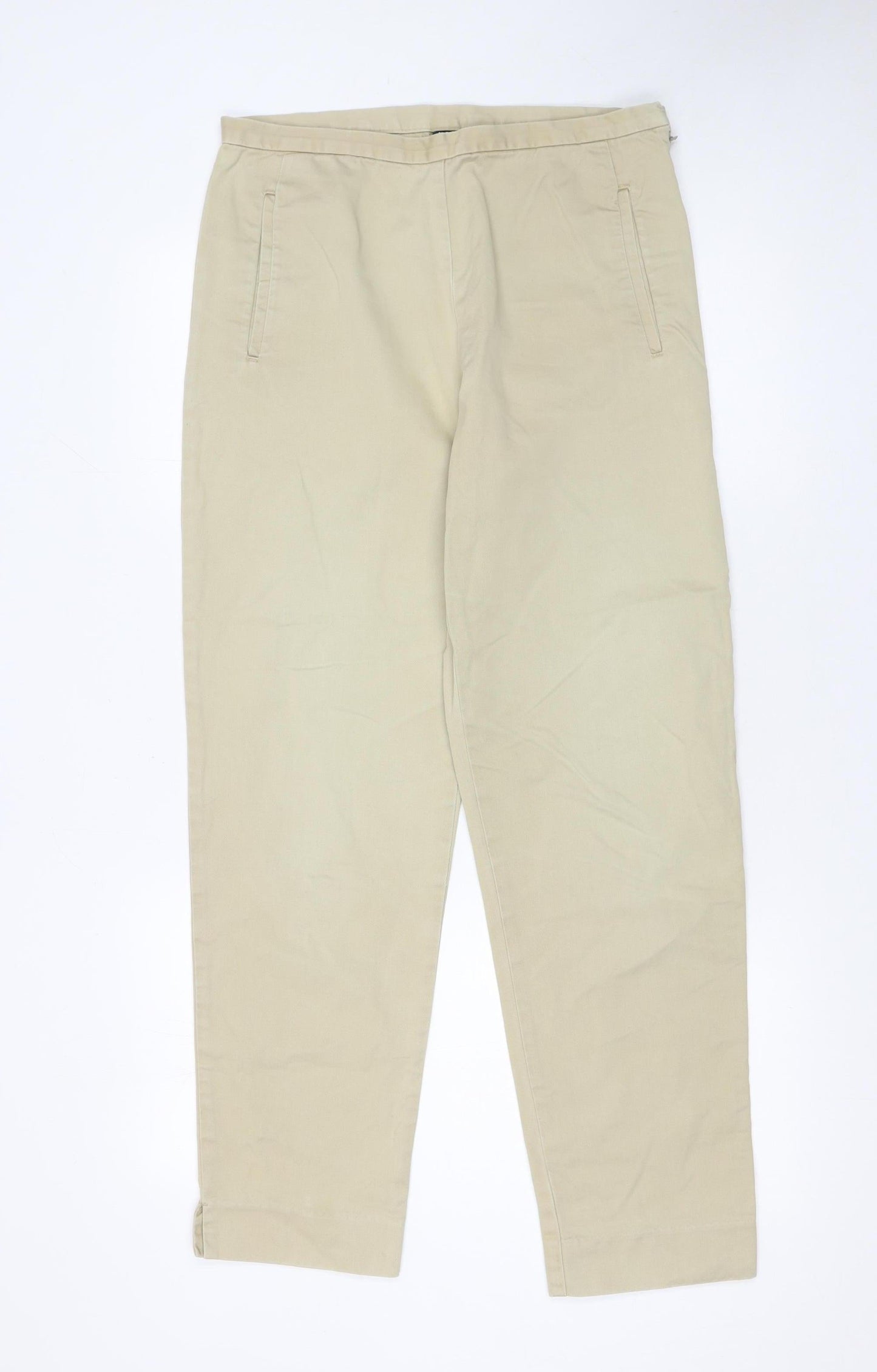 GAP Women Beige Chino Trousers Size 8 Regular Cotton Twill