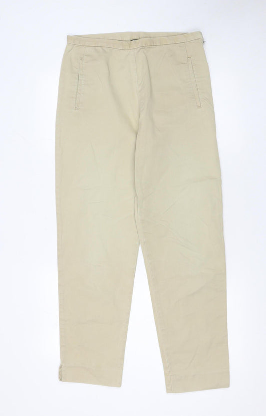 GAP Women Beige Chino Trousers Size 8 Regular Cotton Twill