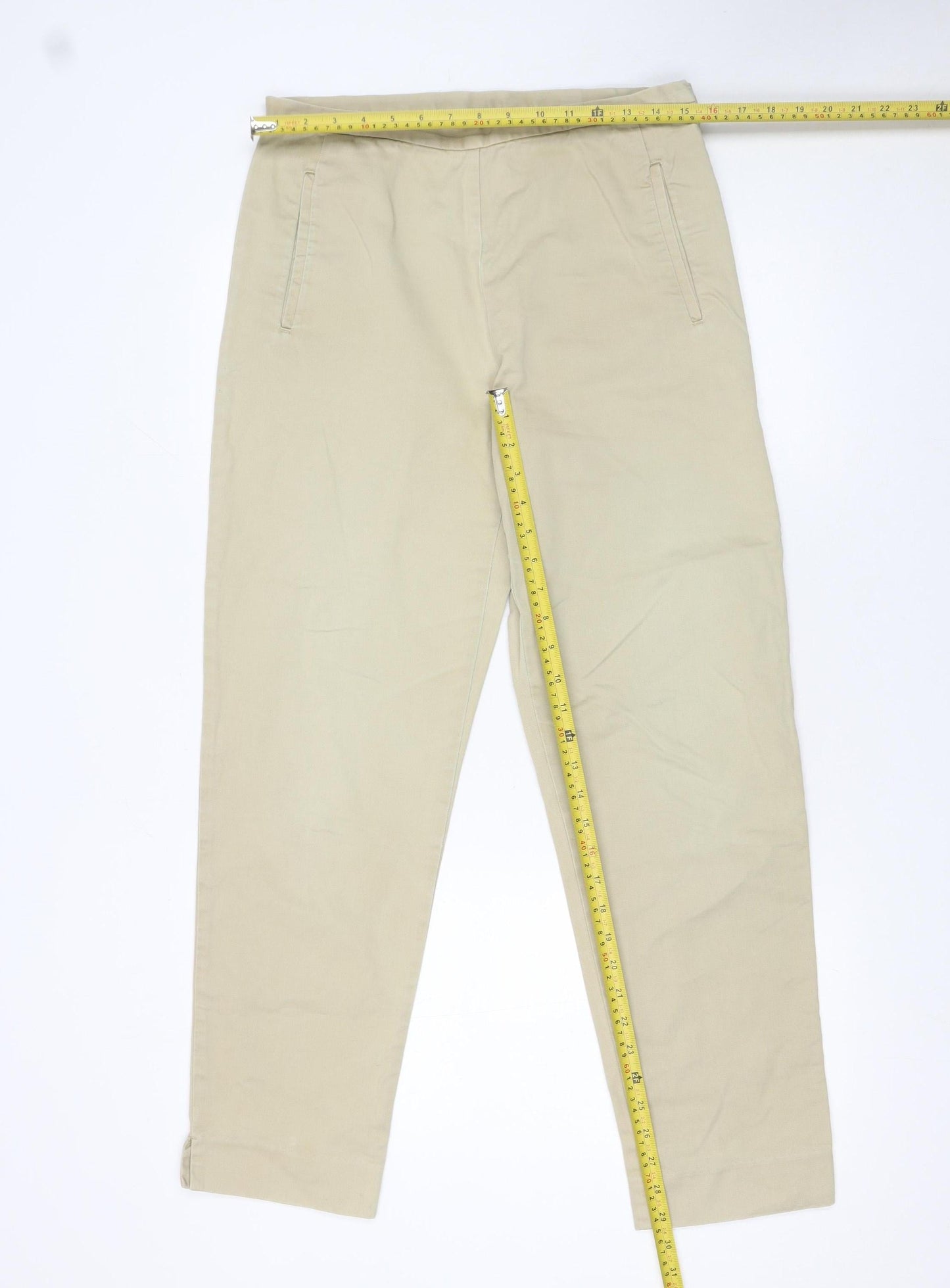 GAP Women Beige Chino Trousers Size 8 Regular Cotton Twill