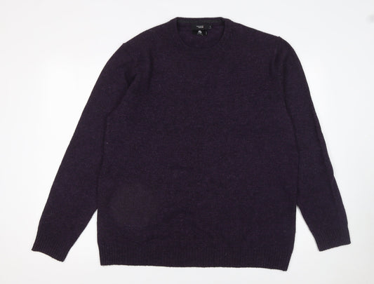 Thomas Nash Men's Purple Wool Blend Crew Neck Jumper Size L