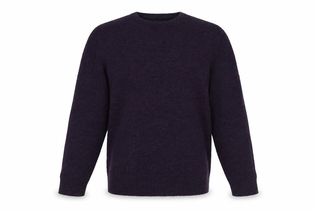 Thomas Nash Men's Purple Wool Blend Crew Neck Jumper Size L