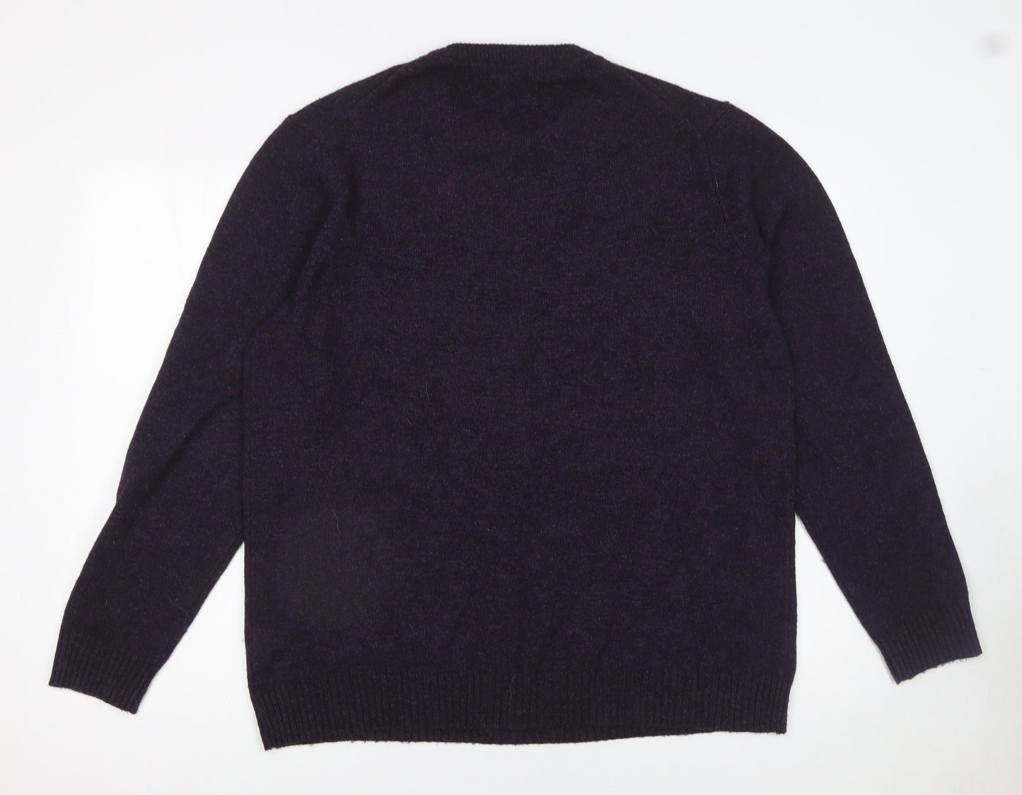 Thomas Nash Men's Purple Wool Blend Crew Neck Jumper Size L