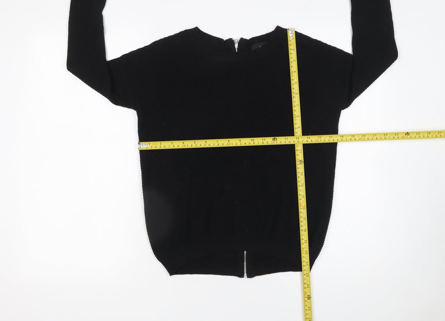 Next Women Black Beaded Zip Cardigan Size 6 Round Neck Knit