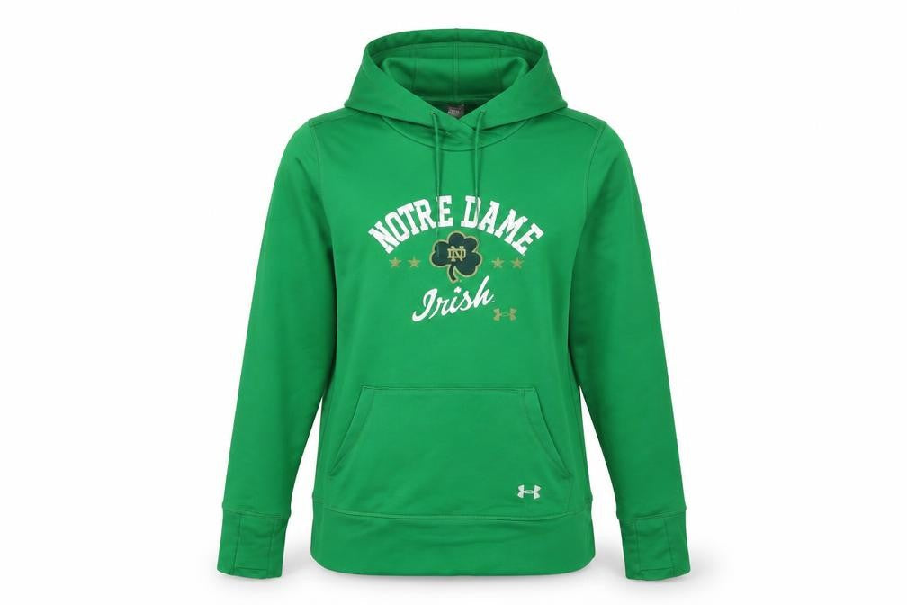 Under Armour Womens Green Notre Dame Irish Pullover Hoodie Size L