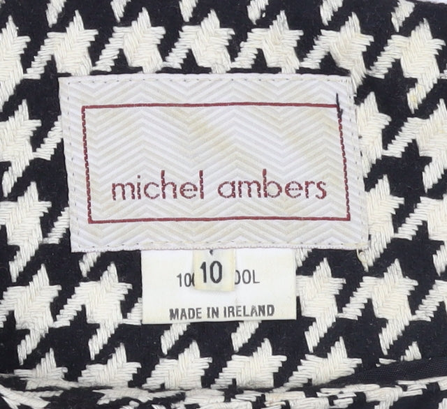 Michel Ambers Women's Black Houndstooth Wool Sleeveless Sheath Dress Size 10