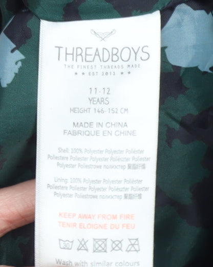 Additional view of Threadboys boys’ black hooded rain coat jacket 11-12 years water resistant