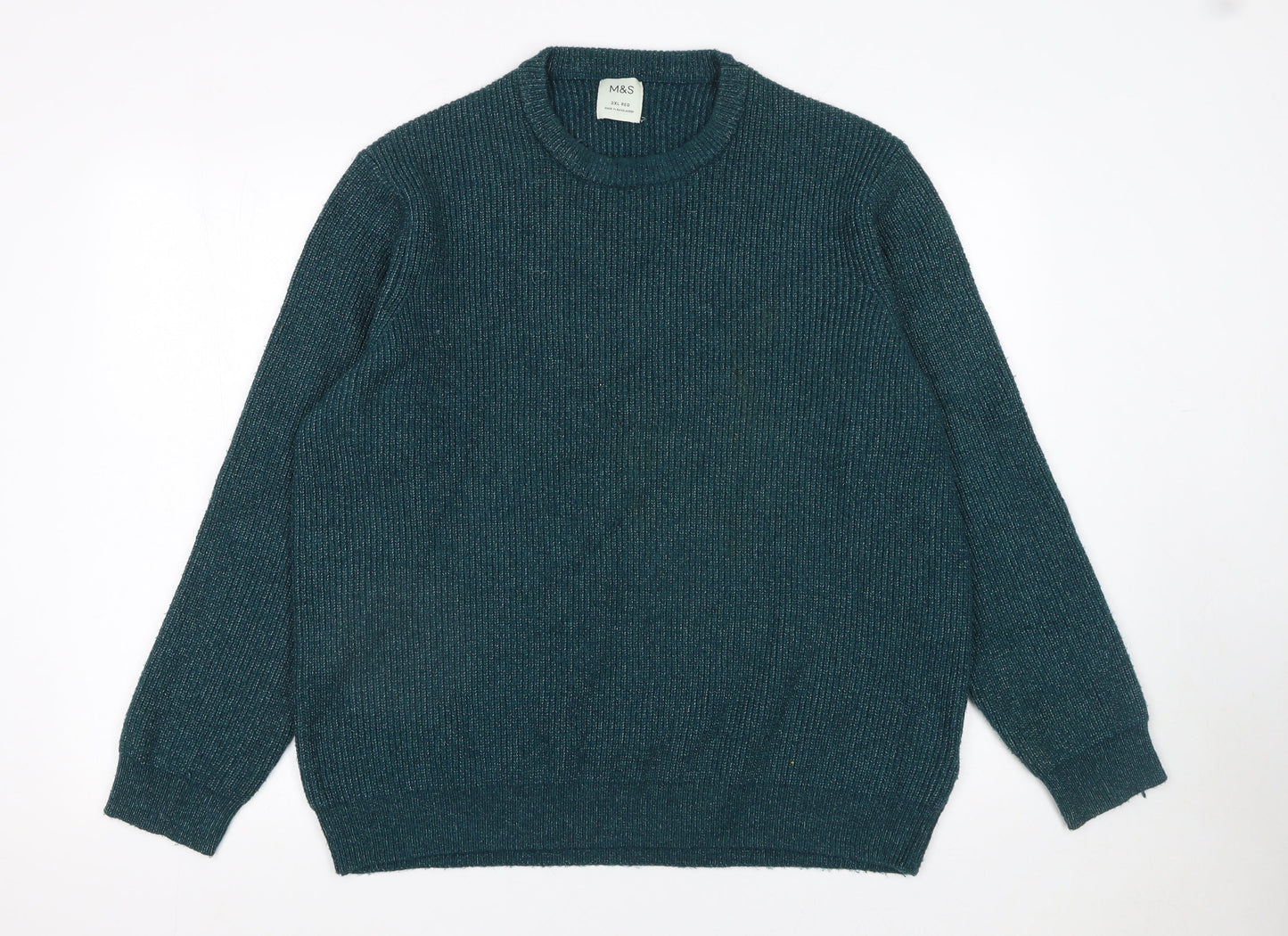 Marks and Spencer Men’s Green 2XL Crew Neck Knit Jumper