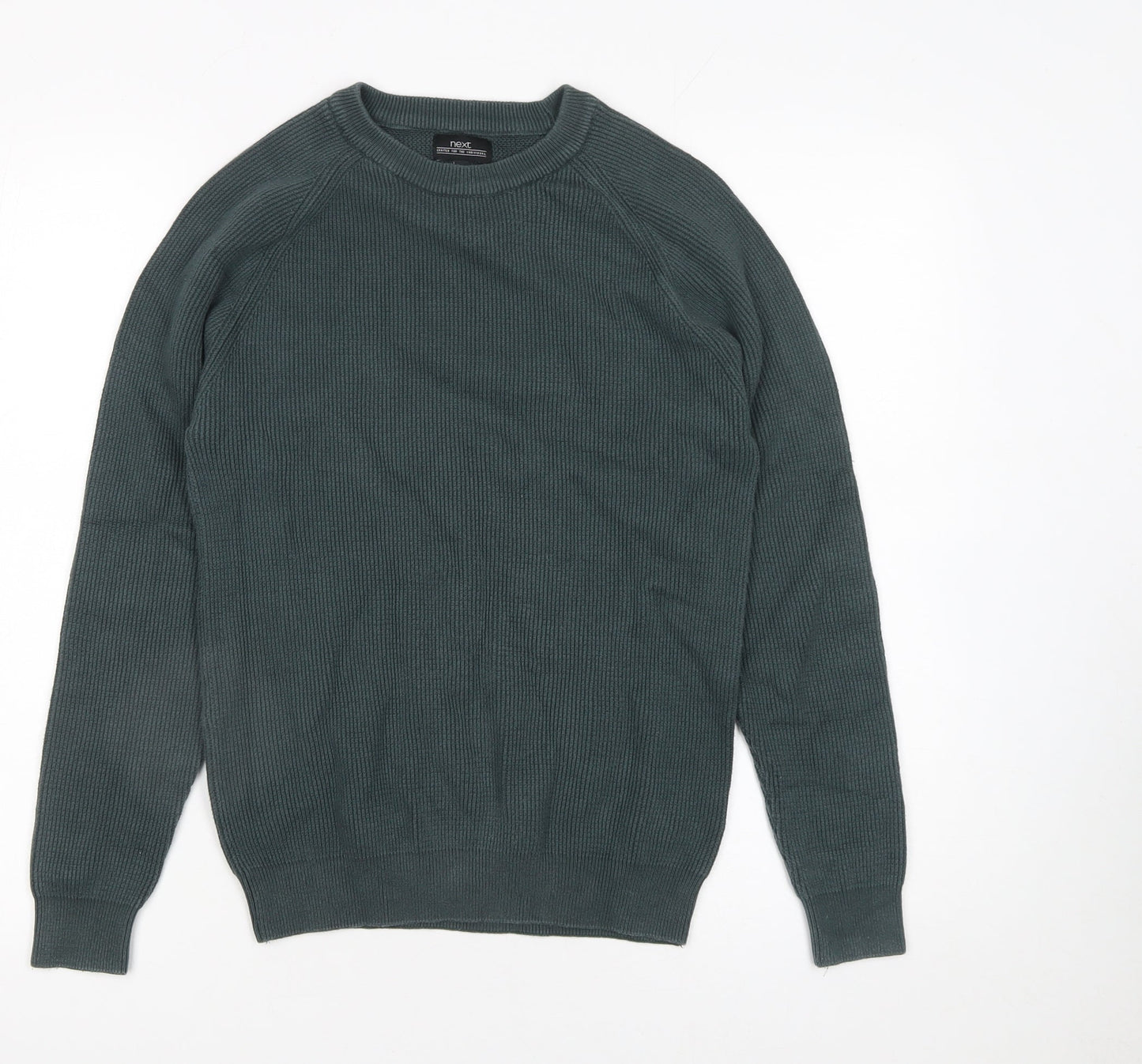 Next Men Green Cotton Knit Crew Neck Jumper Size S