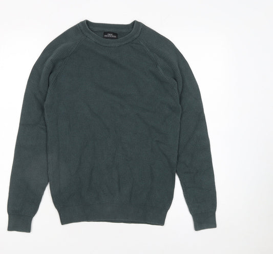 Next Men Green Cotton Knit Crew Neck Jumper Size S