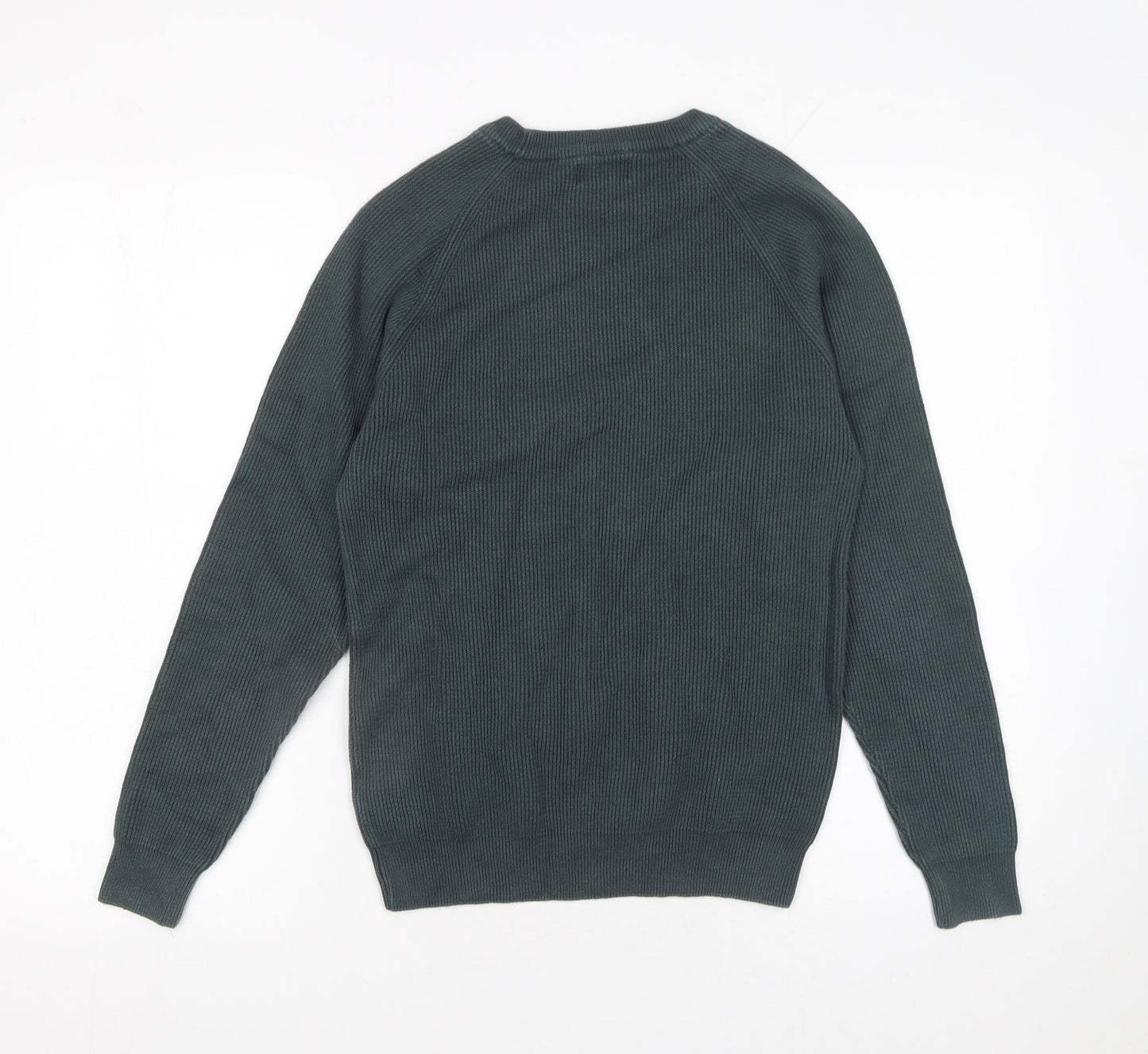 Next Men Green Cotton Knit Crew Neck Jumper Size S