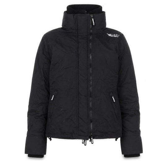Superdry Women's Black Puffer Jacket L Lined Softshell Zip Up