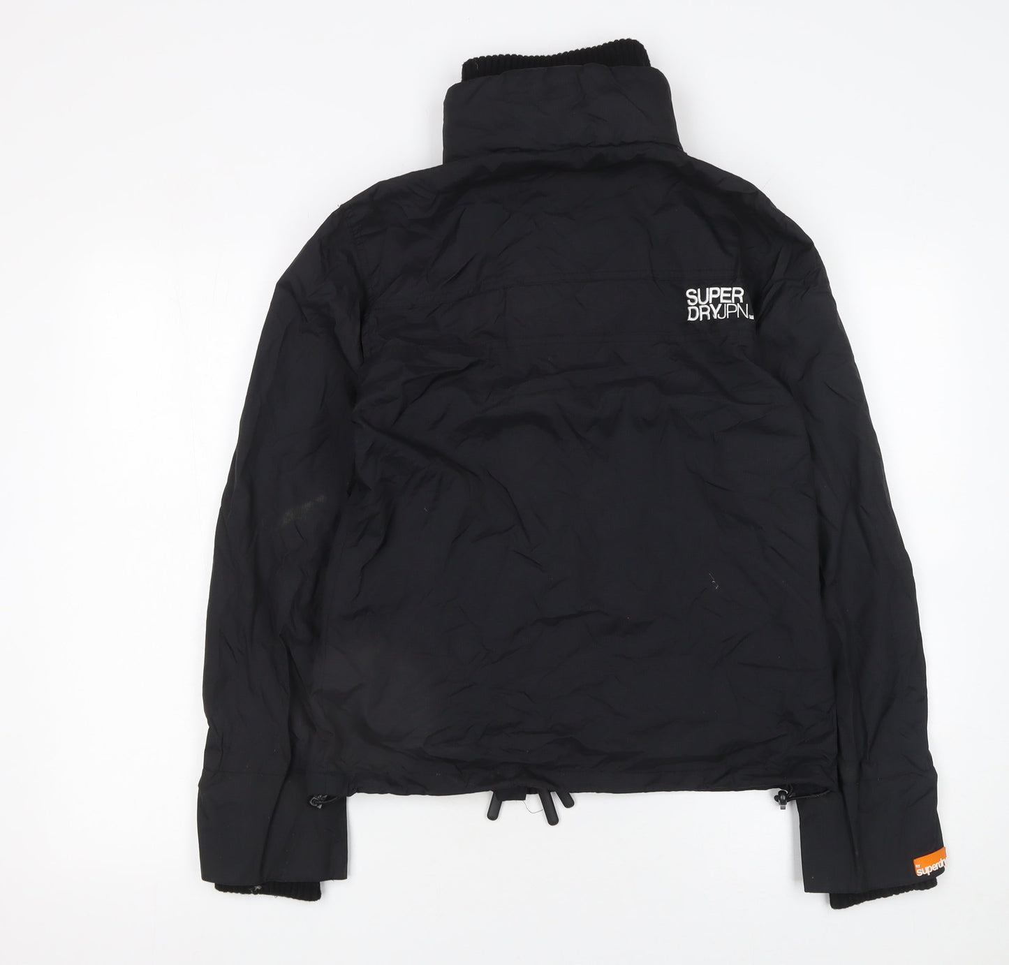 Superdry Women's Black Puffer Jacket L Lined Softshell Zip Up